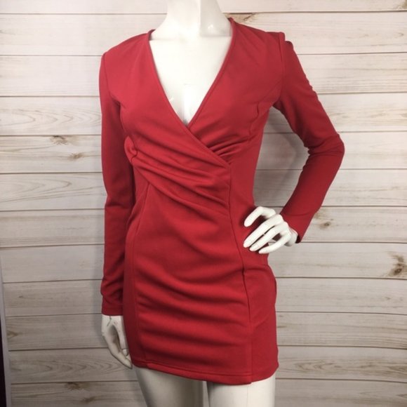 Akira Chicago Red Long Sleeve Dress - Picture 8 of 8